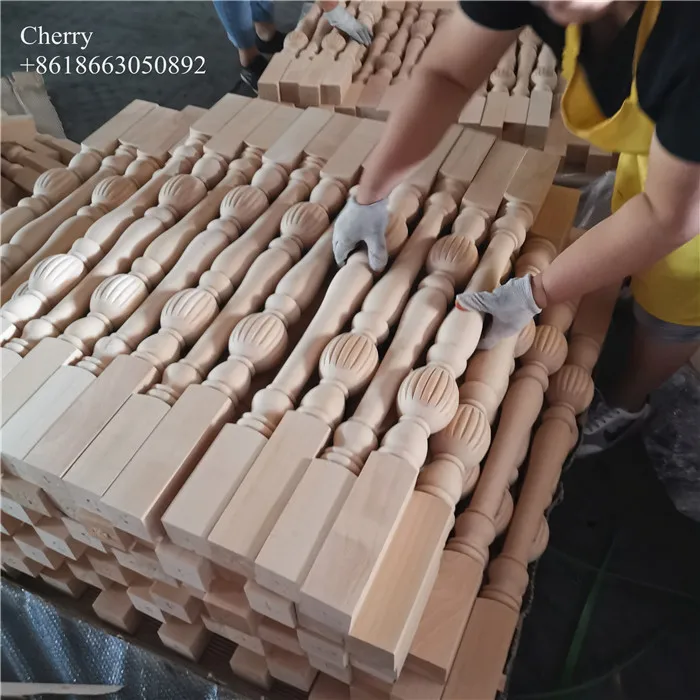 decorative Oak Wood columns And pillars wooden stair baluster oak spindle Stair newel post