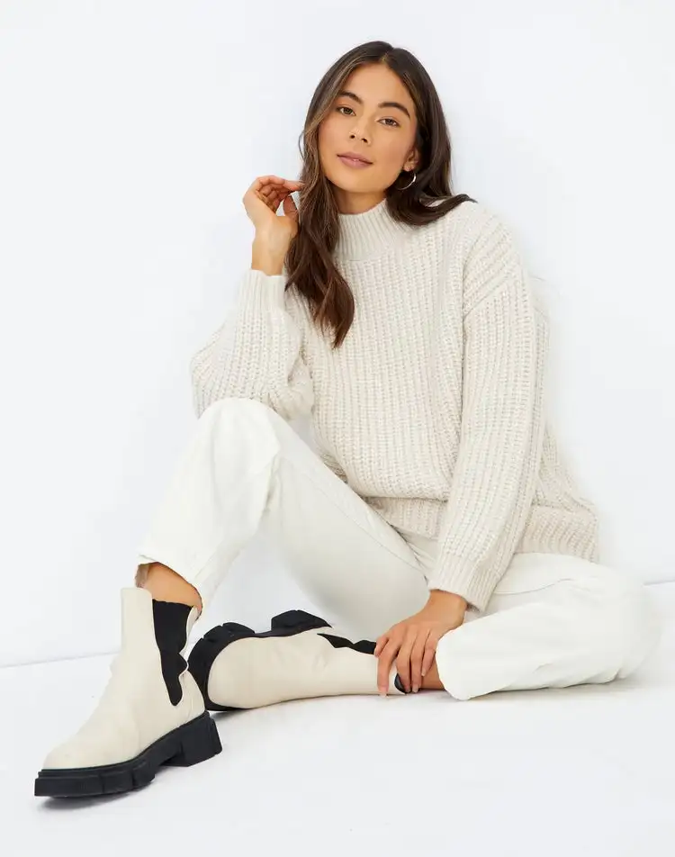 Классический шерстяной белый свитер VSCOO на заказ, пуловер большого размера, Смешанная водолазка, женские свитера