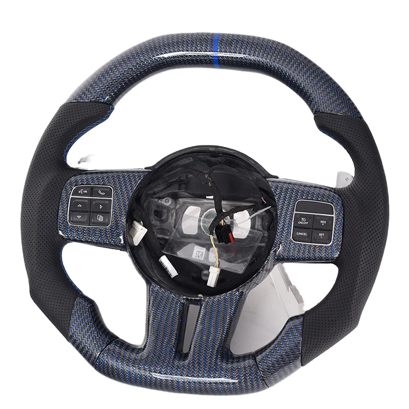 New Blue Carbon Fiber Steering Wheel Flat Top And Bottom For Chrysler Srt