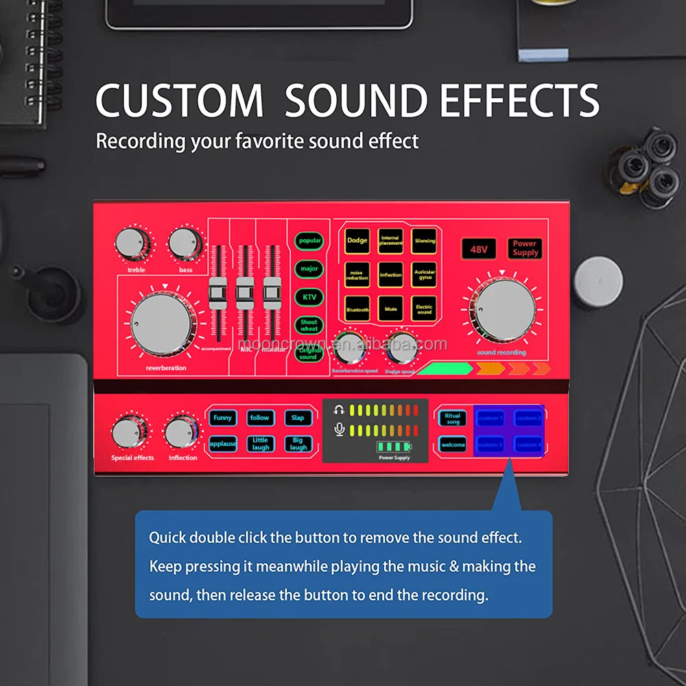 P9 48V phantom power supply Sound Card recording karaoke tarjeta de sonido External usb  Audio Sound Cards & Mixers