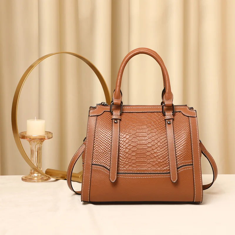 New fashion leather cow hide handbags ladies shoulder crossbody blue handbag custom logo woman bags luxury snake skin handbag