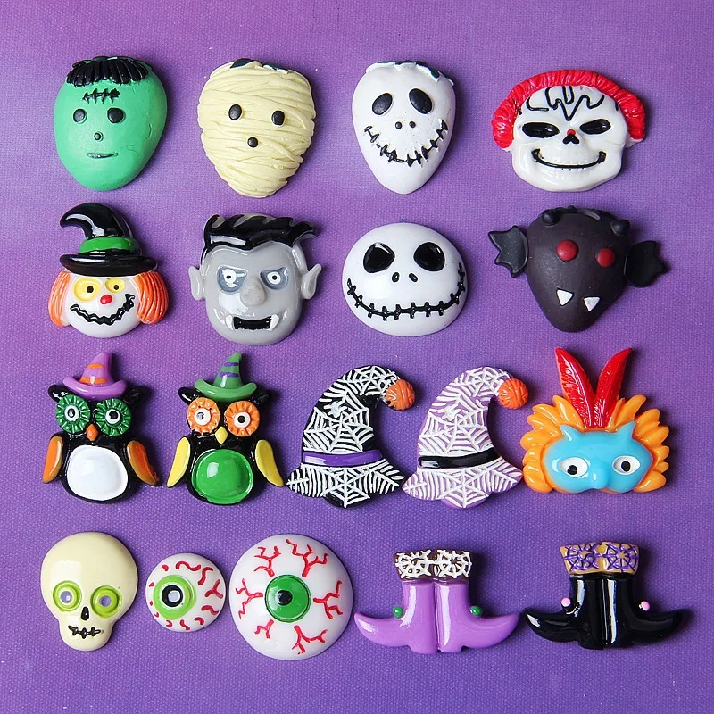 30pcs Hot Sale Resin Flatback Resin Halloween Cabochons for Phone Case Embellishments