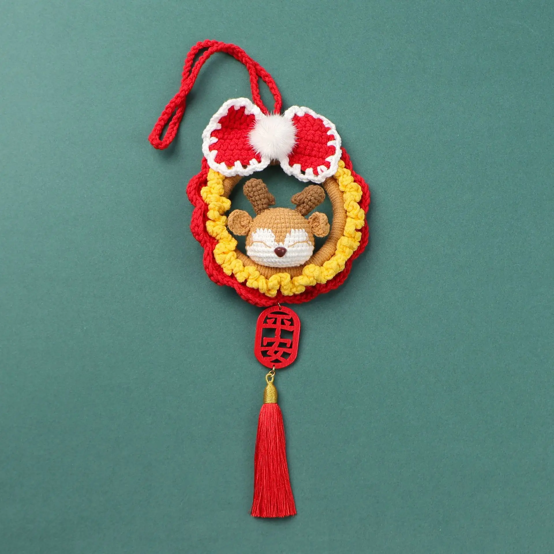 Handmade Knit Christmas Santa Clause Elk Car Interior Accessories Pendant Gift Car Hanging Christmas Decoration Ornaments