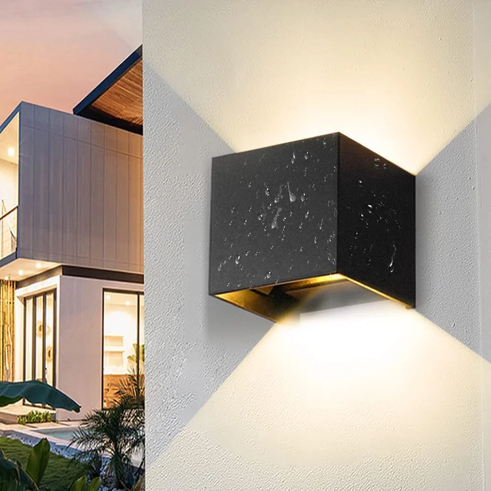 landscape aluminum waterproof square outdoor up and down adjustable led 6w cube led wall lamp