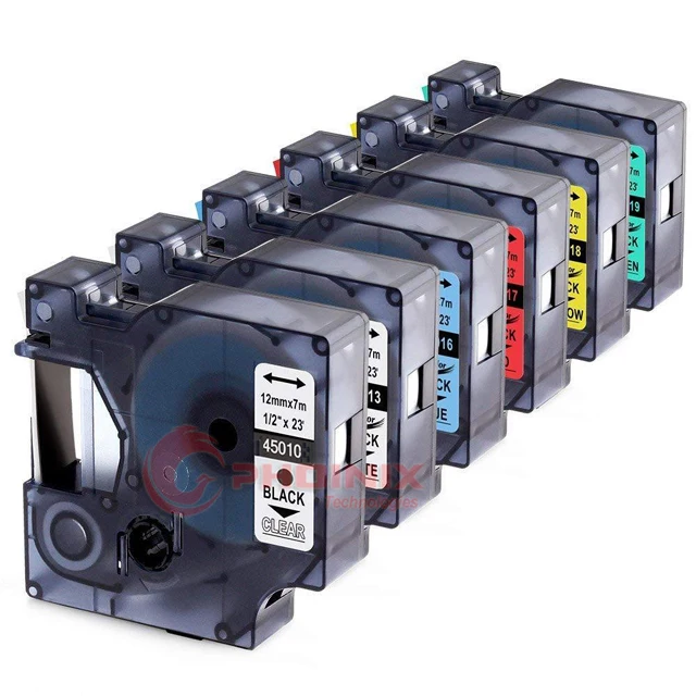 Label Tape 12mm Compatible for Dymo D1 Label Cassette 45013 45010 45016 45017 45018 45019, 1/2 Inch D1 Label Maker LabelManager