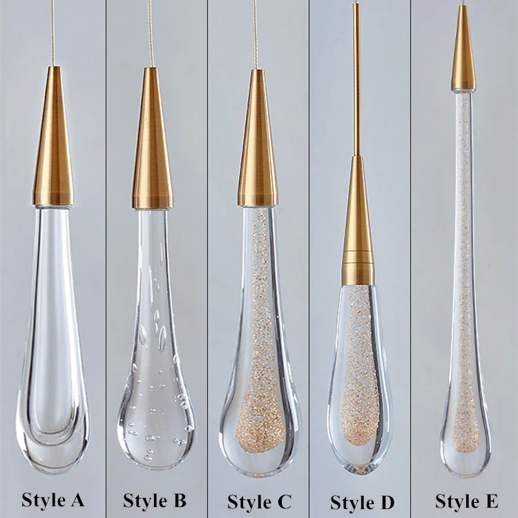 Multi Heads Gold Metal Modern LED Lighting Bubble Glass Pendant Lamp
