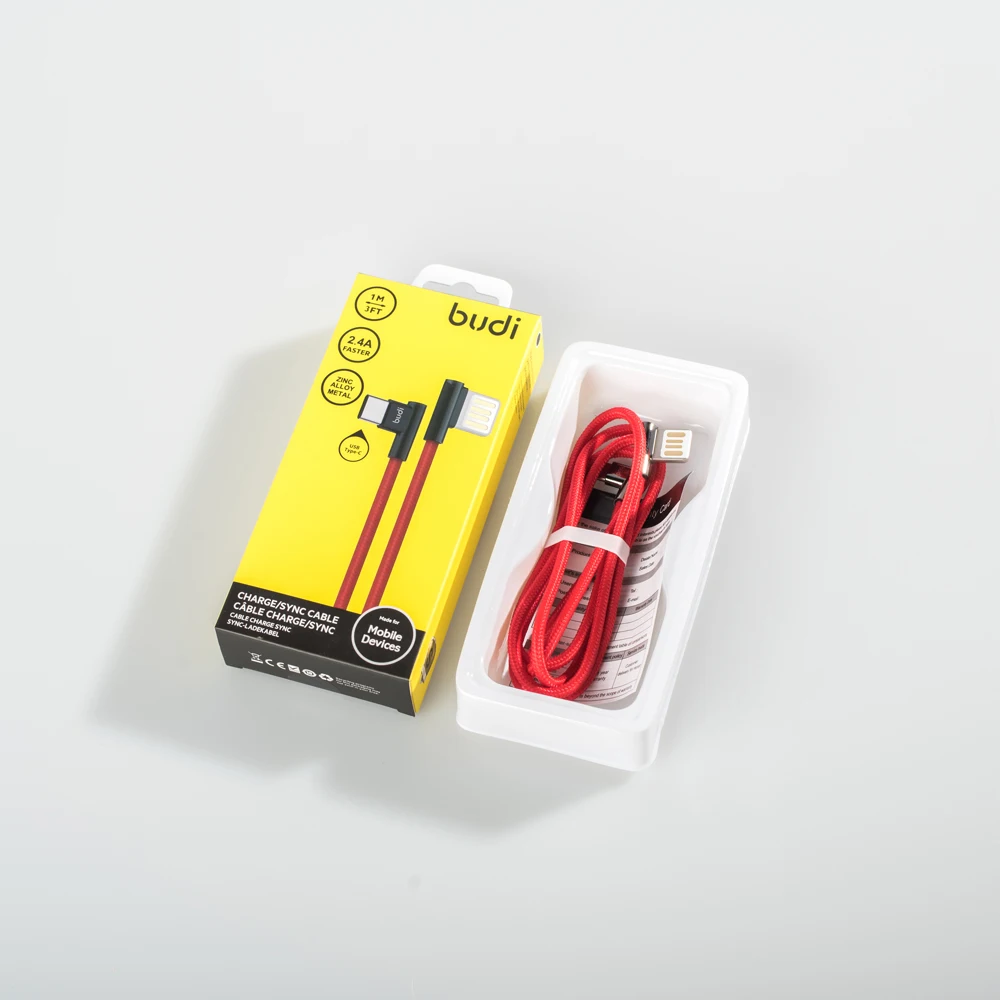 
2019 popular products USB C Quick Charging Type C Fast Charging bend head cable Nylon Braided + Zinc alloy 