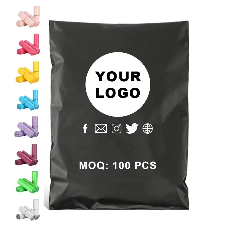 Eco Friendly Custom Logo Mailer Matte Black E commerce Courier Bag For Clothing