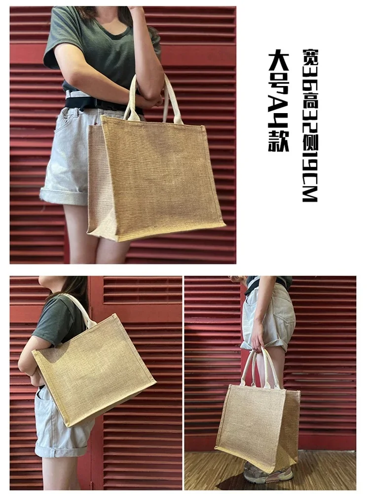 Women Handbag Shopping Small Cotton Burlap Sheer Bags With Logo Printing