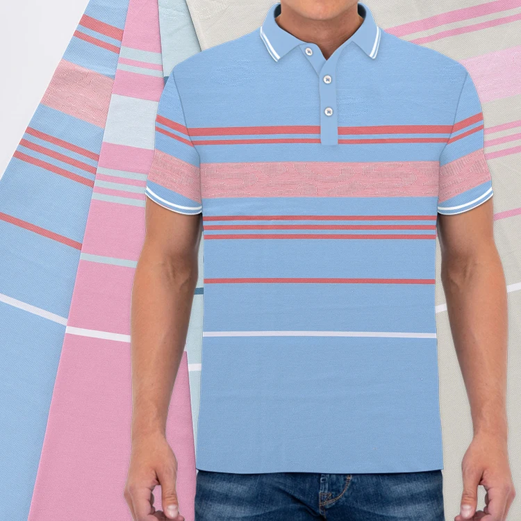 Oem Design Manufacturing Yarn Dyed Knit Fabric Manufacturer 95% Cotton 5% Spandex Polo Fabric