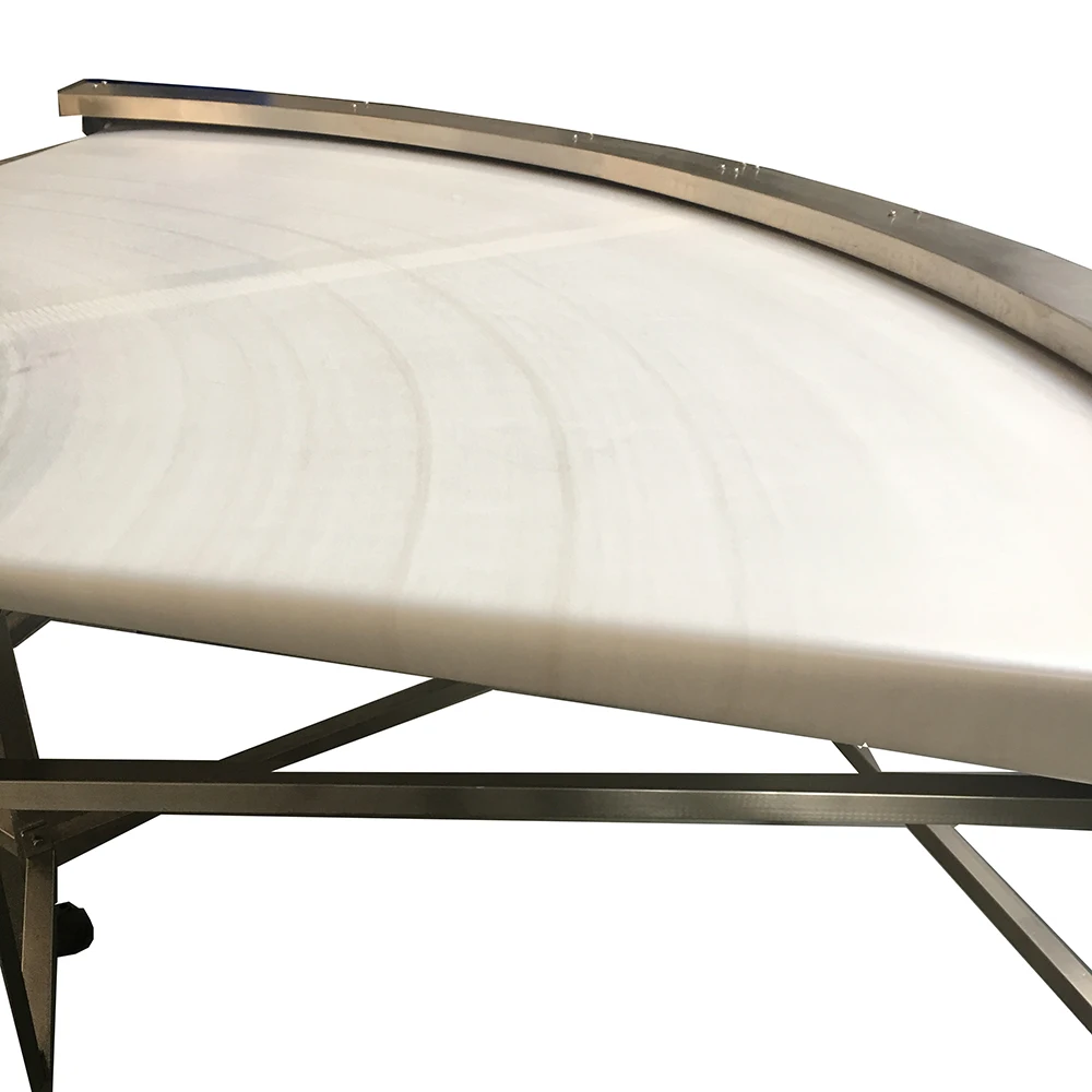 Ленточный конвейер 90 градусов с лентой из ПВХ зеленого цвета толщиной 2,0 мм