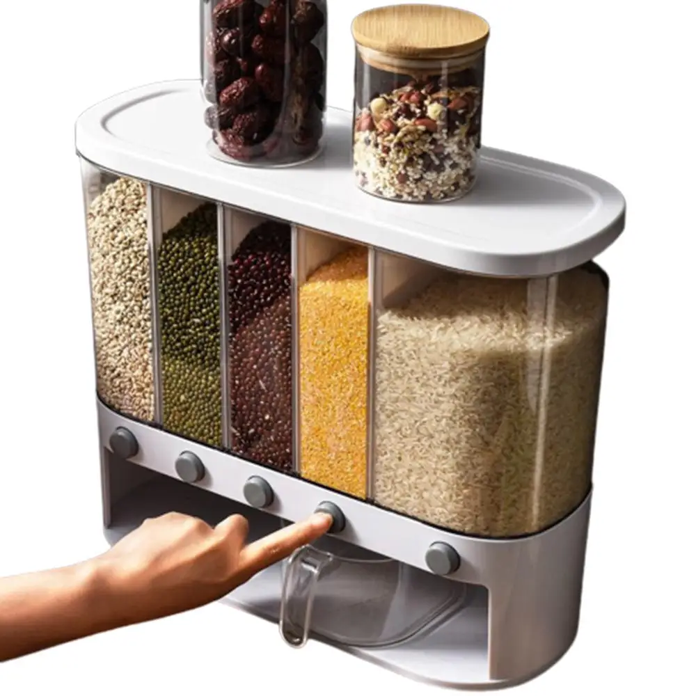Automatic Rice Container Cereal Dispenser Box Storage Cereal Plastic Kitchen Food Organizer Food Dispenser