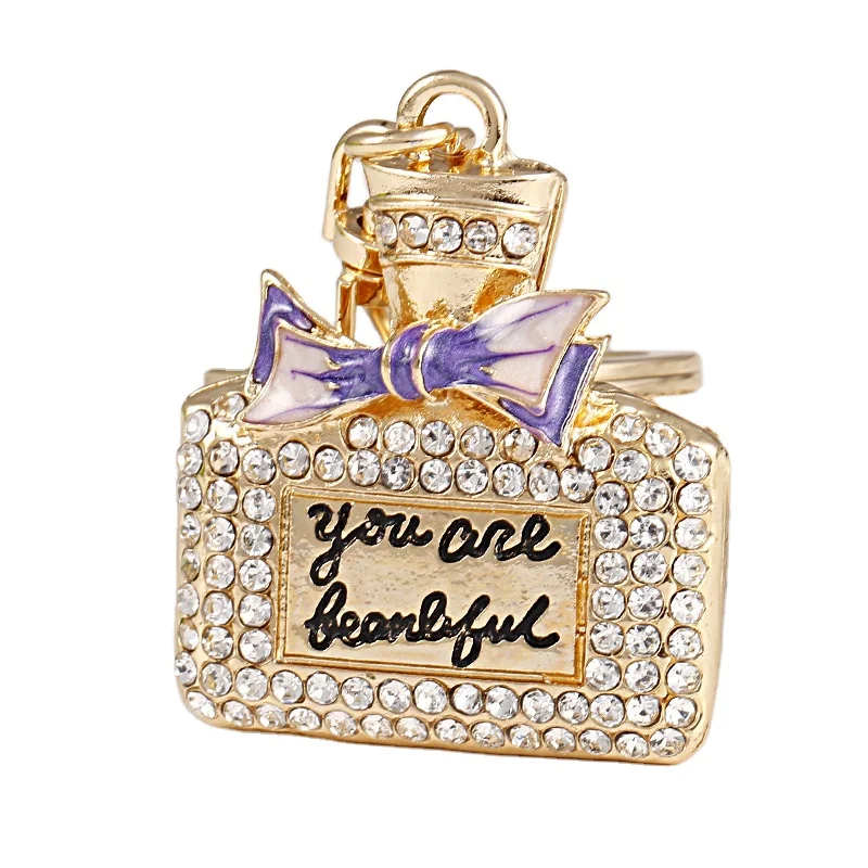 Promotion High Quality Personalized Cute Crystal Perfume Bottle Car Key Chain For Women Gifts