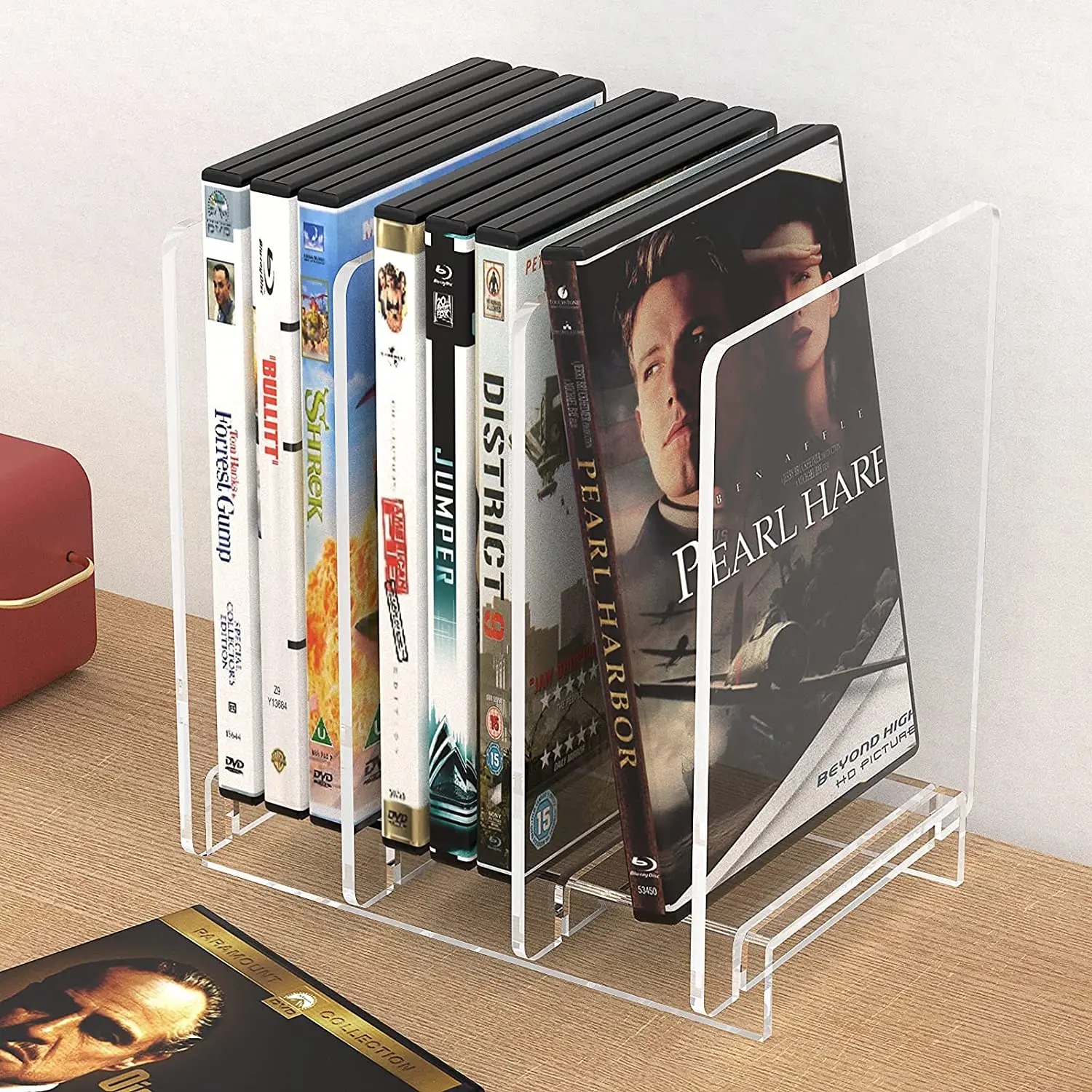 Clear Acrylic Magazine Holder and File Organizer Desk Standing Rack on Table Binders Mails Books and Vinyl