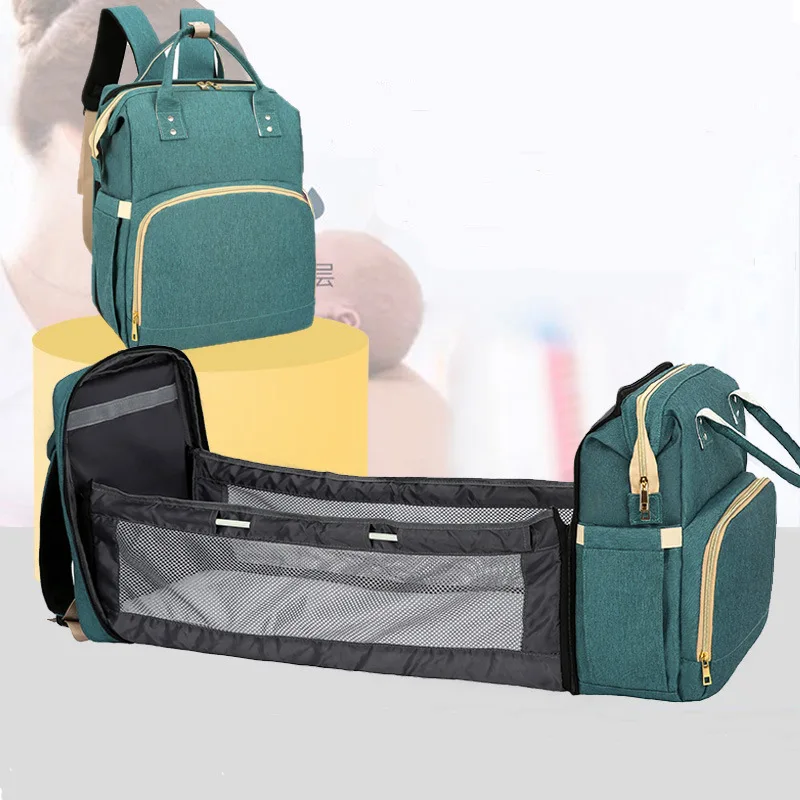 Wholesale Fashion Design Baby Diaper Bag Portable & Movable Mommy Backpack Bag Hanging Storage Sleeping Bag