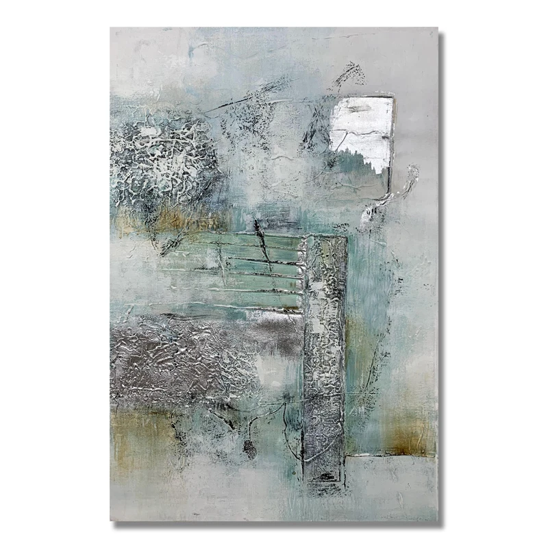 Wall Picture Textured Canvas Abstract Abstract Art Silver foil Painting for Home Decoration