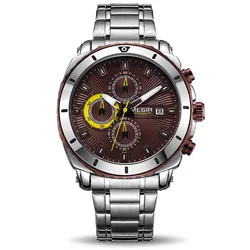 MEGIR 2075 Chronograph Quartz Men Watch Luxury Brand Stainless Steel Business Wrist Watches Men