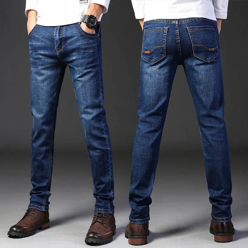 2023 top quality korean clothes regular fit blue straight leg men formal jeans jeane pants for men new fashion