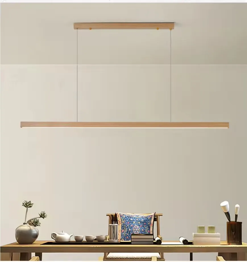 Modern Wood LED Pendant Lights Minimalist Wooden Chandeliers Hanglamp Lighting For Dining Room Study Bar Luminaire Suspension