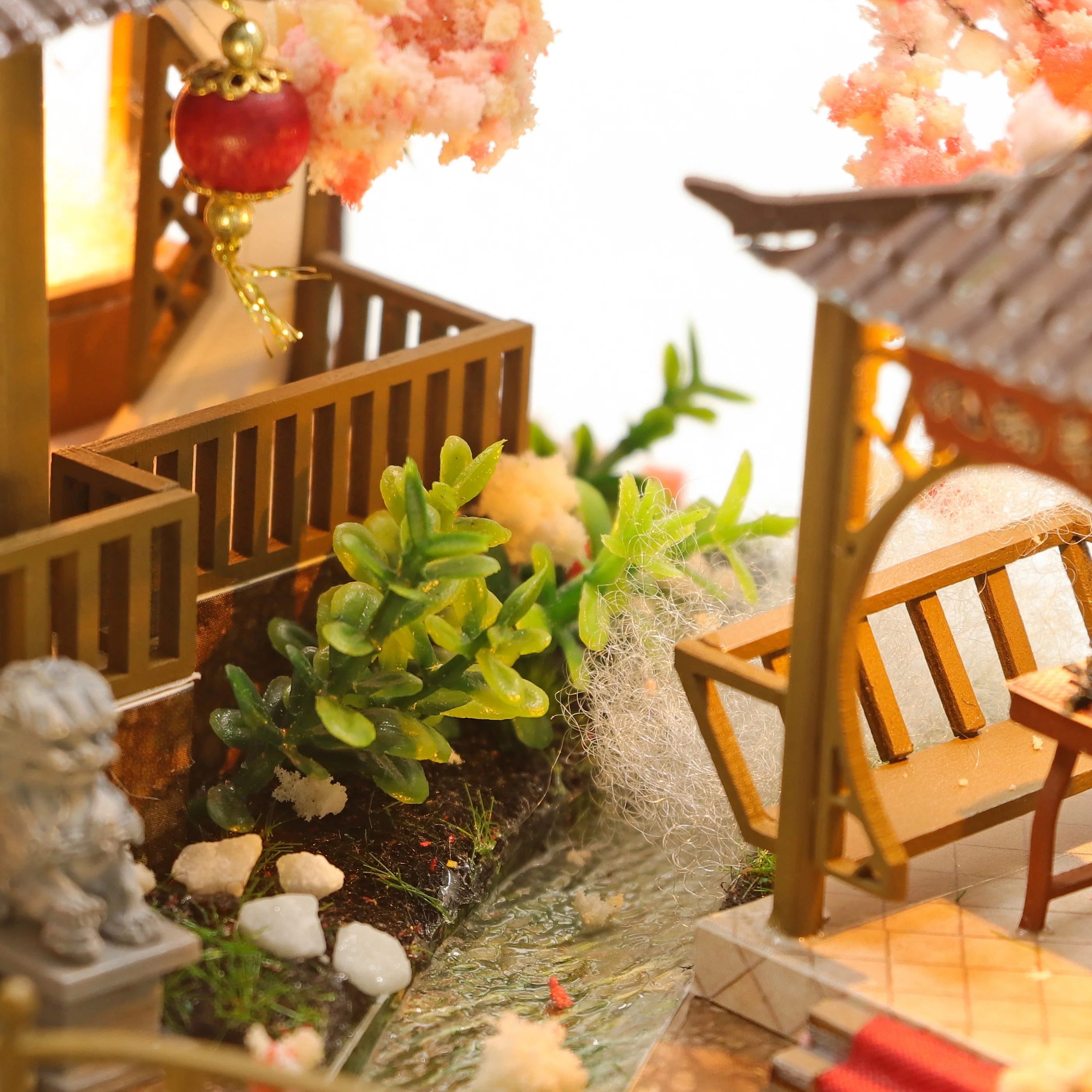 Hongda PC2203 Chinese Style 3D Wooden Diy Miniature Dollhouse  diy dollhouse kit with Lights Unisex