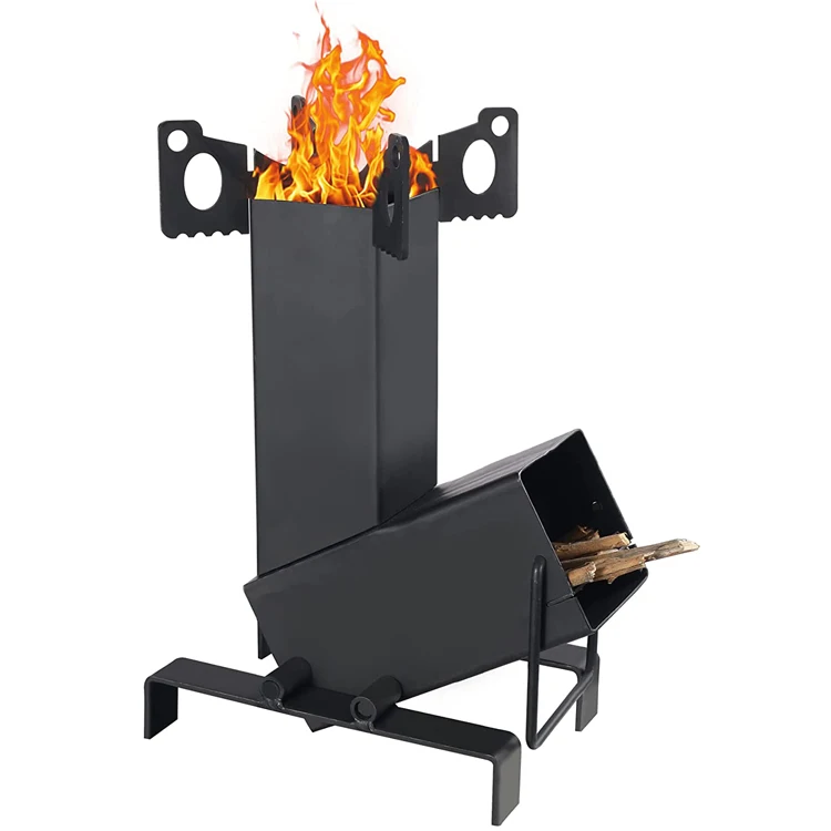 JH-Mech Multifunctional Handle Camping Survival Gear Rustproof Metal Rocket Stove