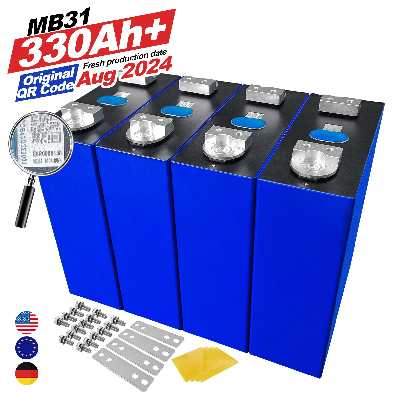 Rechargeable 314Ah Lifepo4 Battery 3.2V 314Ah 330Ah Lifepo4 Battery Prismatic MB31 Cell solar Storage Lifepo4 Battery