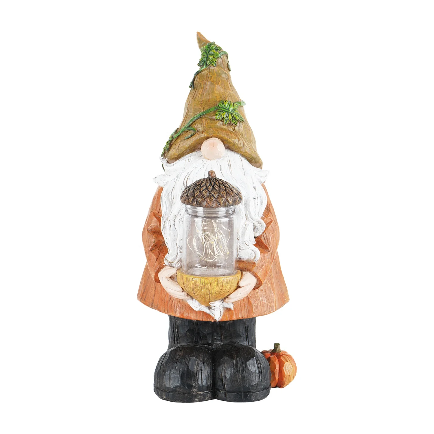 Garden Gnome Statue Harvest Gnome Figurine with Fruit Pine Cone on Hand for Fall Harvest Party House