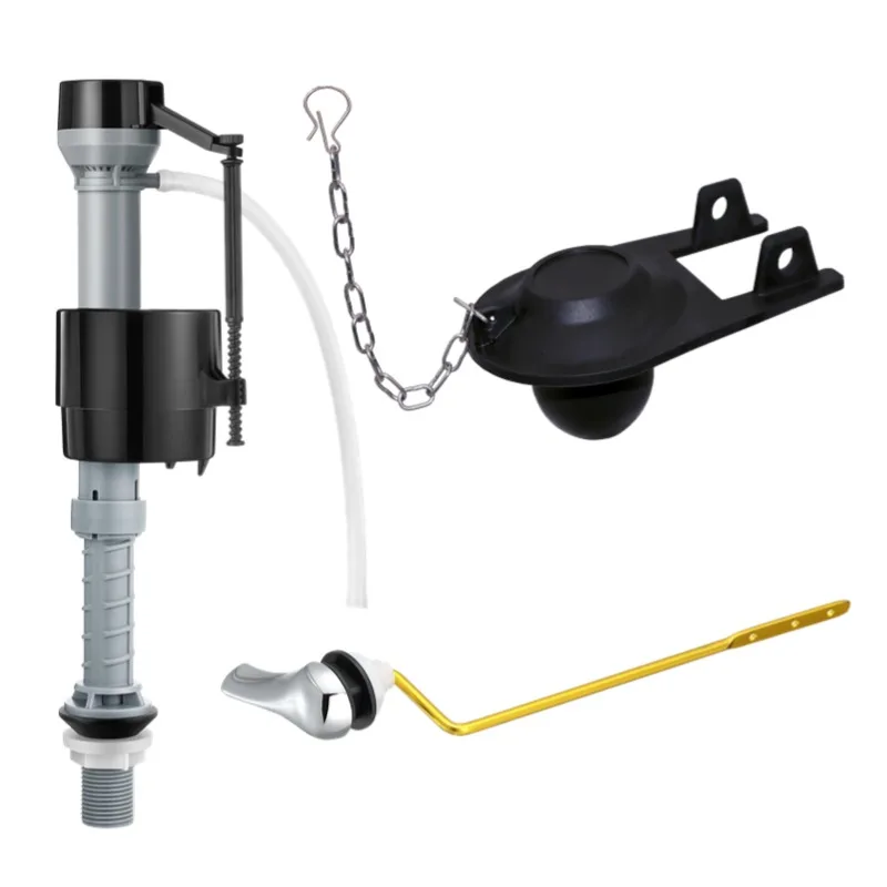 Adjustable Fill Valve Replacement Kit Universal Toilet 2-Inch Rubber Flapper Side Tank Lever Fashion-Design Iron Rod Bathroom