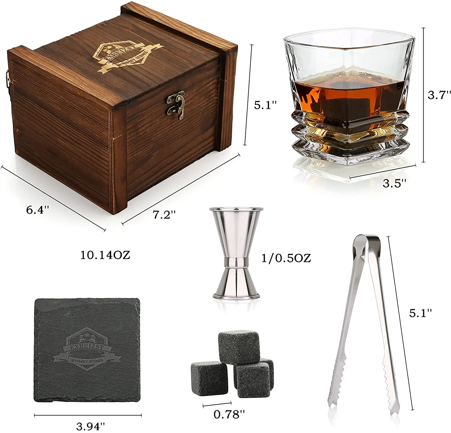 Customizable Wisky Glass Gift Set Whiskey Stone Set
