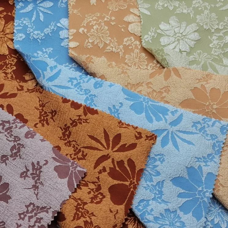 Hot Selling Jacquard Knitted Fabric Custom Embossing Floral Pattern New Design Stylish For Dresses Clothes