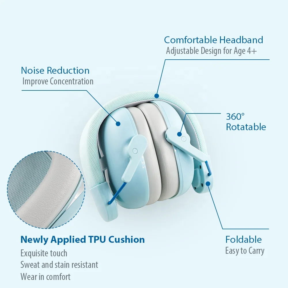 Foldable Easy Carry 360 Degree Rotatable Deep Sleep Hearing Protection Headphones Soundproof Earmuffs For Autistic Children