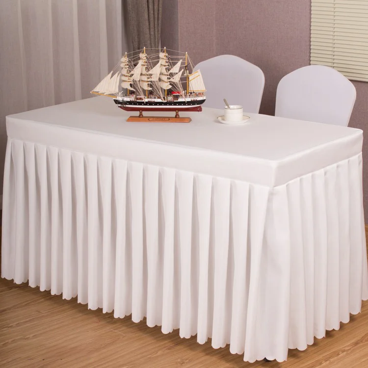 Factory Outlet Rectangular wedding tablecloth 100% polyester table skirt