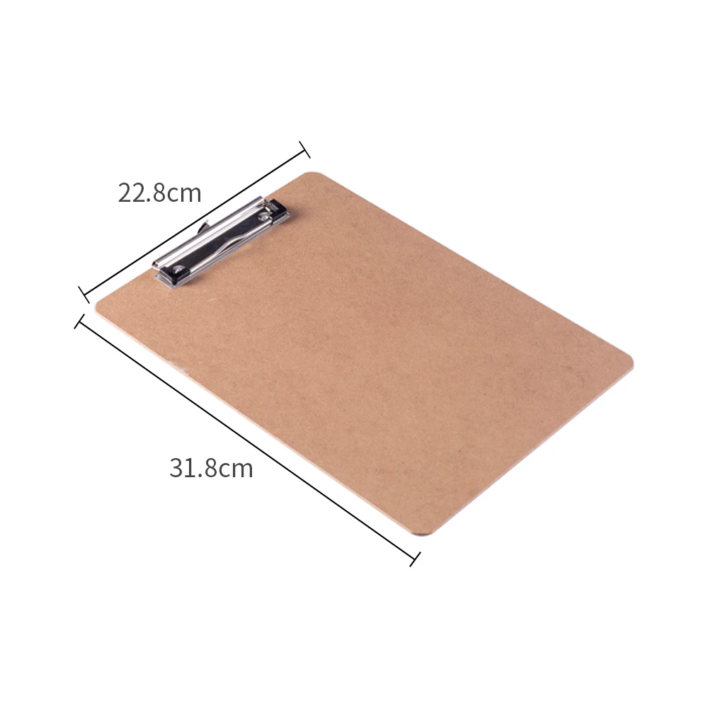 Custom Low Profile 120mm Clip wooden letter A4 size MDF clipboard with hook