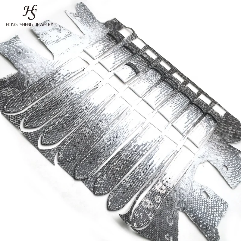 OEM High Quality Special Style Black Lizard Band Real Leather Watch Straps Accept Hand Sewn Strap