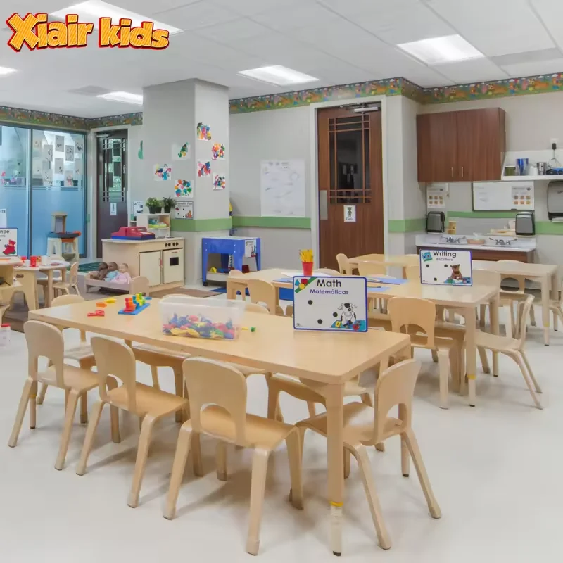 KIDS Montessori Kindergarten Children Wooden Furniture Sets Classic Table and Chairs Activity Kids Table and Chair Set