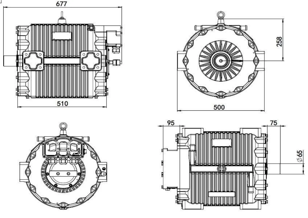 Water Cooling PMSM Electric Car Motor 576v Peak Power 255KW Permanent Magnet Synchronous motor