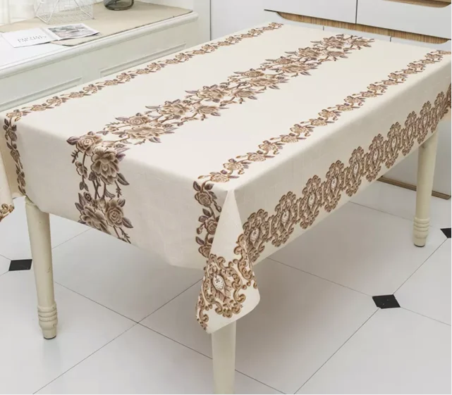 PVC film Polyester fabric backing wholesale plastic tablecloths waterproof PVC tablecloths for restaurant