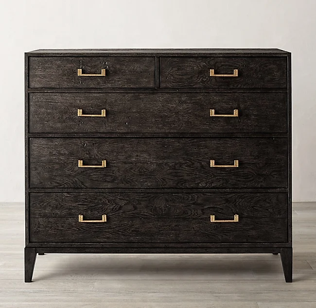 Hotel home luxury wood bedside table 5-drawer french dresser