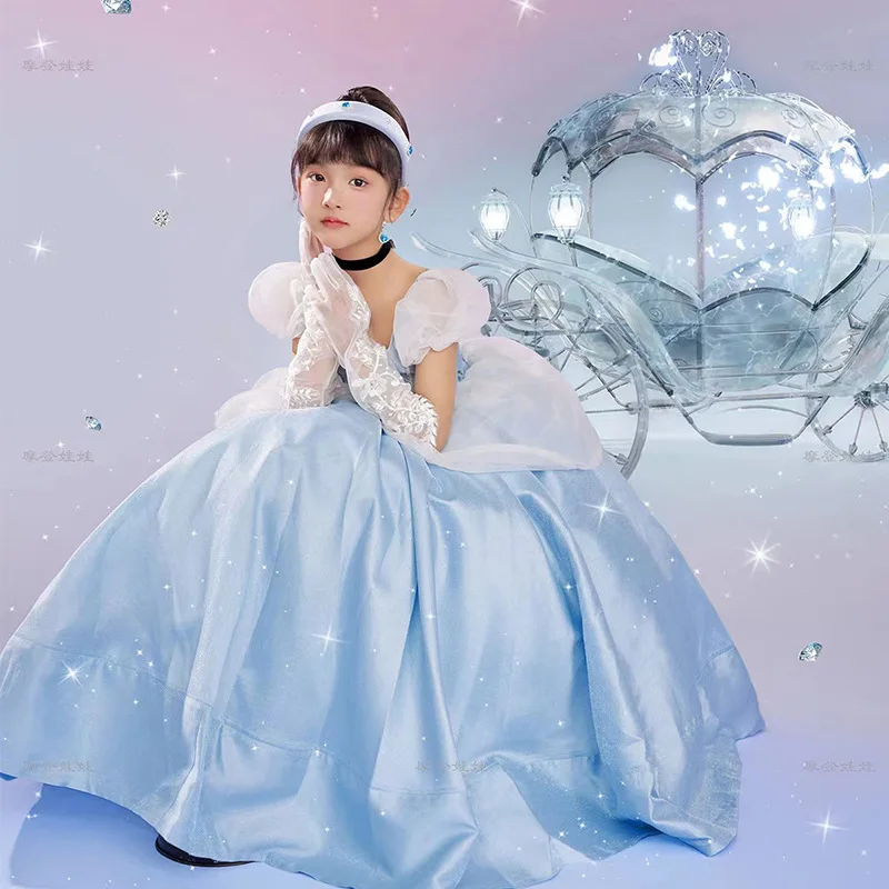 Elegant Off Shoulder Children Clothing Party Full Length Kids Ball Gown Puffy Flower Girl Dress Kids Princess Costumes