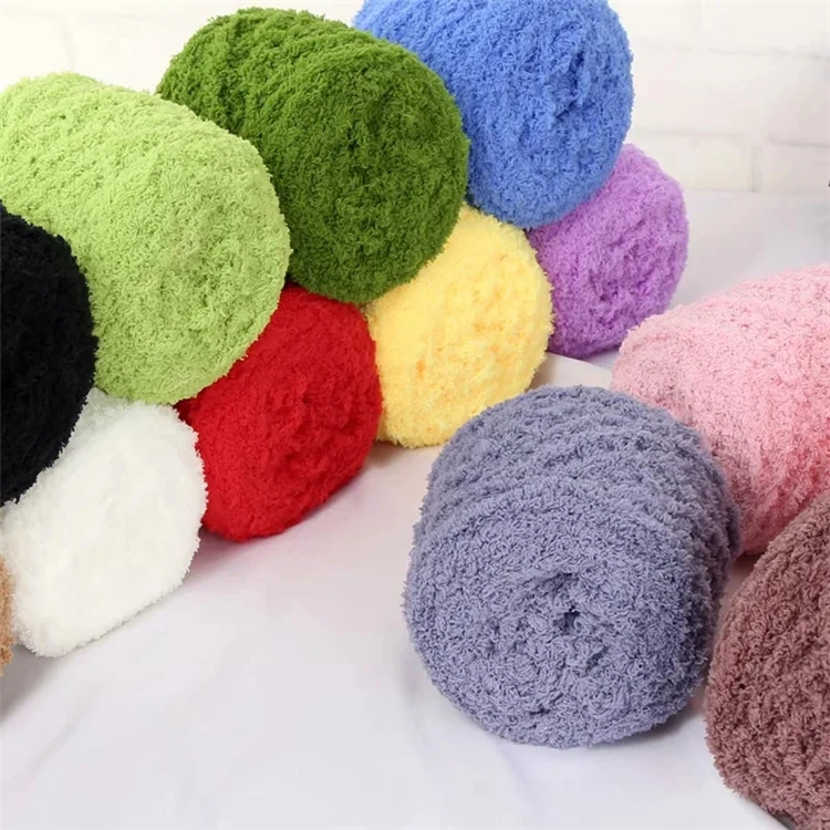 Competitive Price Polyester Yarn Coral Fleece Cotton Hair Thread For Knitting