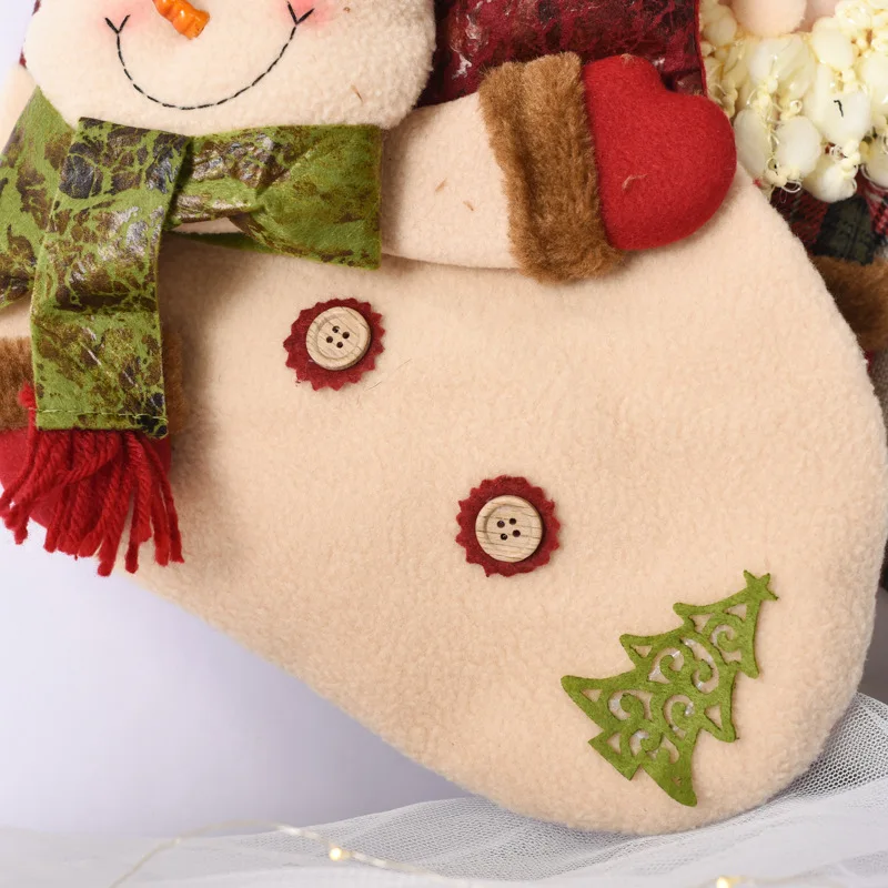 JOYWOOD Cute decorated Christmas stocking Santa Snowman three-dimensional pocket decorated gift bag Gift bag