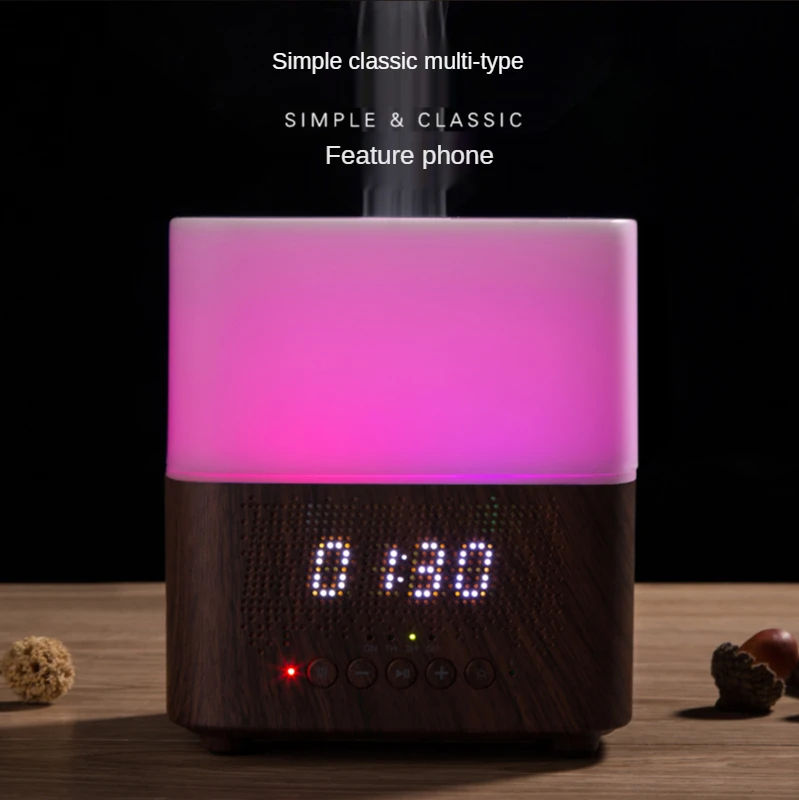 Car Portable Mini Fragrance Oil Diffusers Wireless Speaker Air Humidifier RGB Decorate Alarm Clock Night Color Led Strip Lights