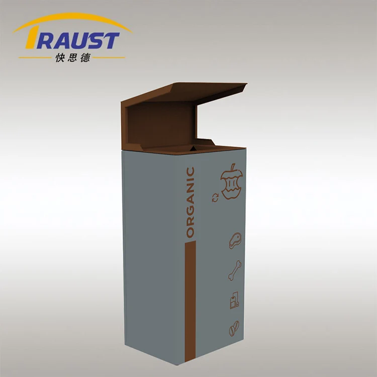 Traust outdoor metal dustbin trash can garbage bin waste receptacle factory container recycle sorting bin with lid for sale