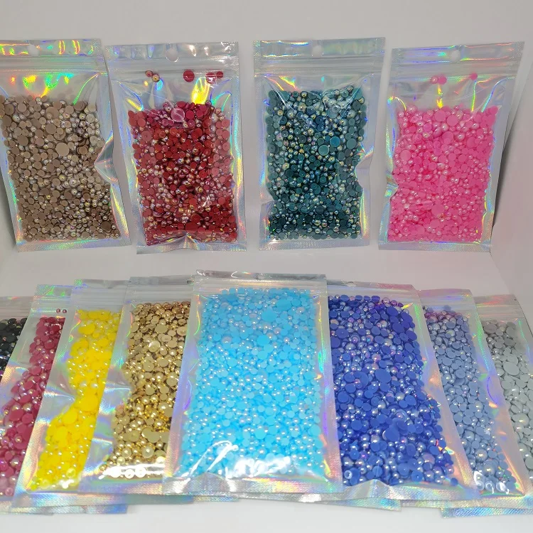 Hot Selling 2000PCS flatback pearls half round mixed sizes ABS Pearl Beads for DIY Shoes Decoration