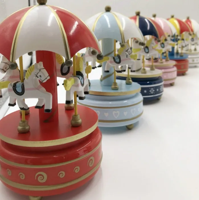 Music box birthday gift wooden crafts carousel music box