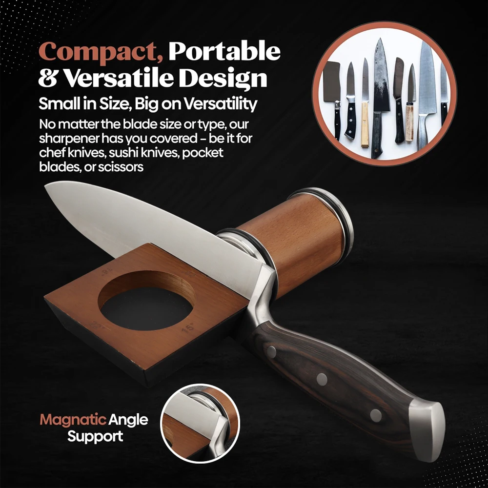 KITCHENCARE professional manual stainless steel kitchen knife sharpener magnetic diamond rolling sharpening stone