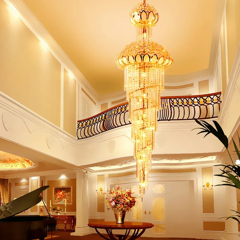 Classic luxury lustre crystal led chandeliers ceiling luxury lamps home decor stair light indoor lighting
