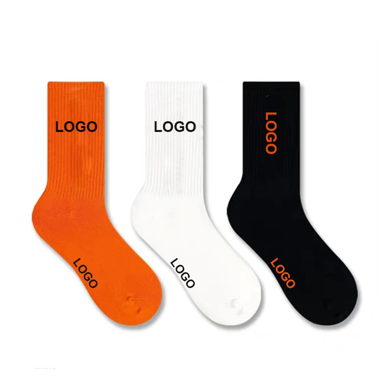 2022 China Wholesale men women custom logo cotton socks Amazon new fashion plain color crew socks