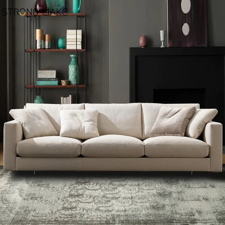 New Arrival Ivory Fabric Sofa Furniture Meuble Pour Canape Salon Modern Recliner Couches Luxury Living Room Sofa With Ottoman