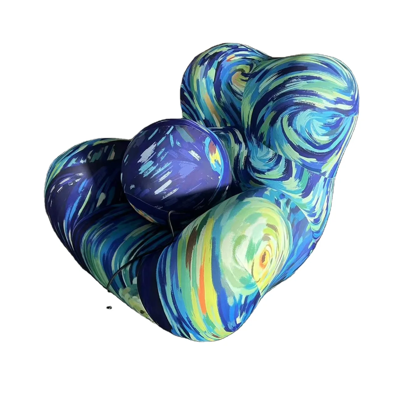 Lounge Living Room Fiberglass Ball Dark Blue Leisure MaMa Living Room Chair with Ottoman